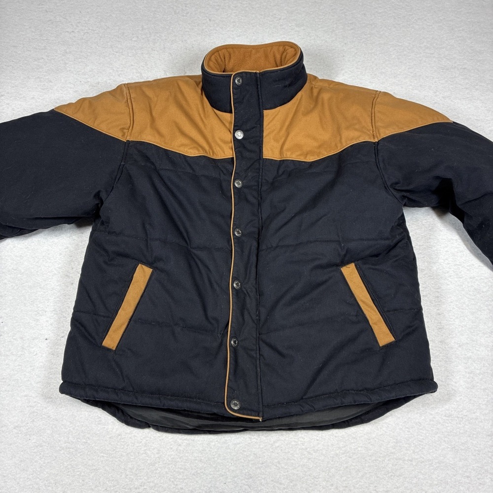 Walls Ranch Wear Two Tone Quilted Barn Chore Jacket Black Tan Large Western Work